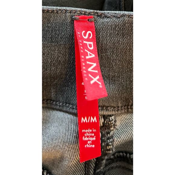 SPANX Women's Gray Distressed Denim Skinny Jeans with Unfinished Hem, Size M - Picture 8 of 10